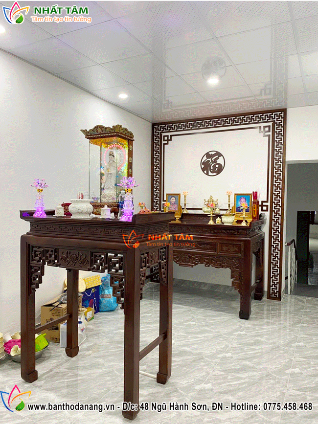 Thi công bàn thờ đứng hiện đại đẹp tháng 10/2023