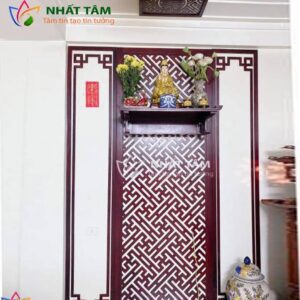 bàn thờ treo tường kết hợp ốp hậu