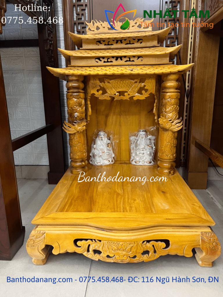 Bàn thờ thần tài ba mái Gỗ Mít ta
