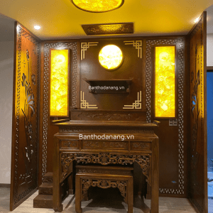 Bàn thờ gỗ Sồi mẫu Phúc Lộc Thọ mã PLT153
