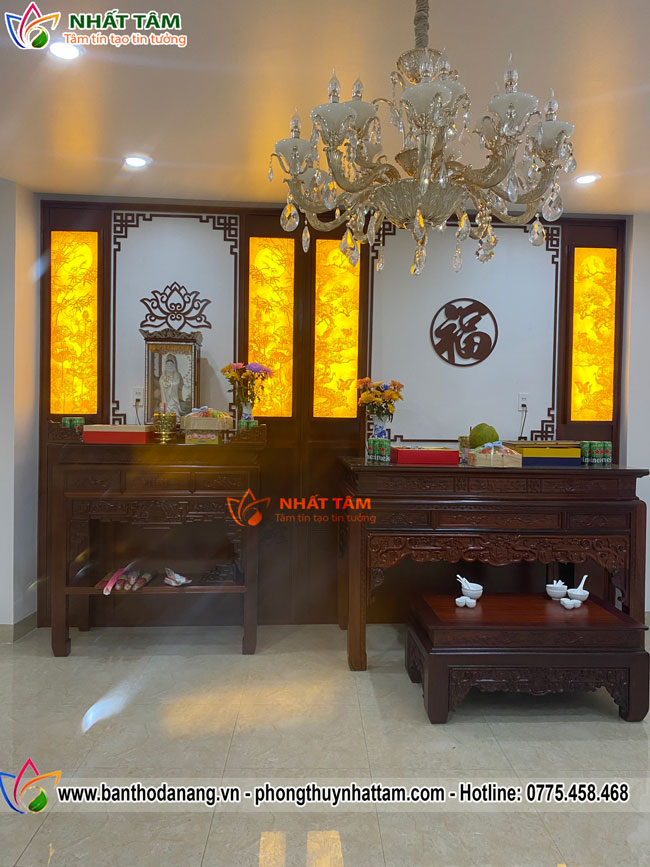 Các mẫu phòng thờ tam cấp dành cho thờ Phật kết hợp gia tiên