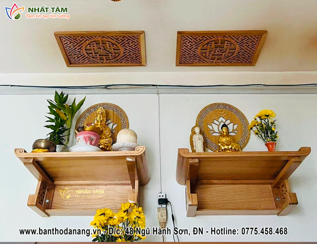 Bàn thờ treo tường mẫu 2 cấp ngang