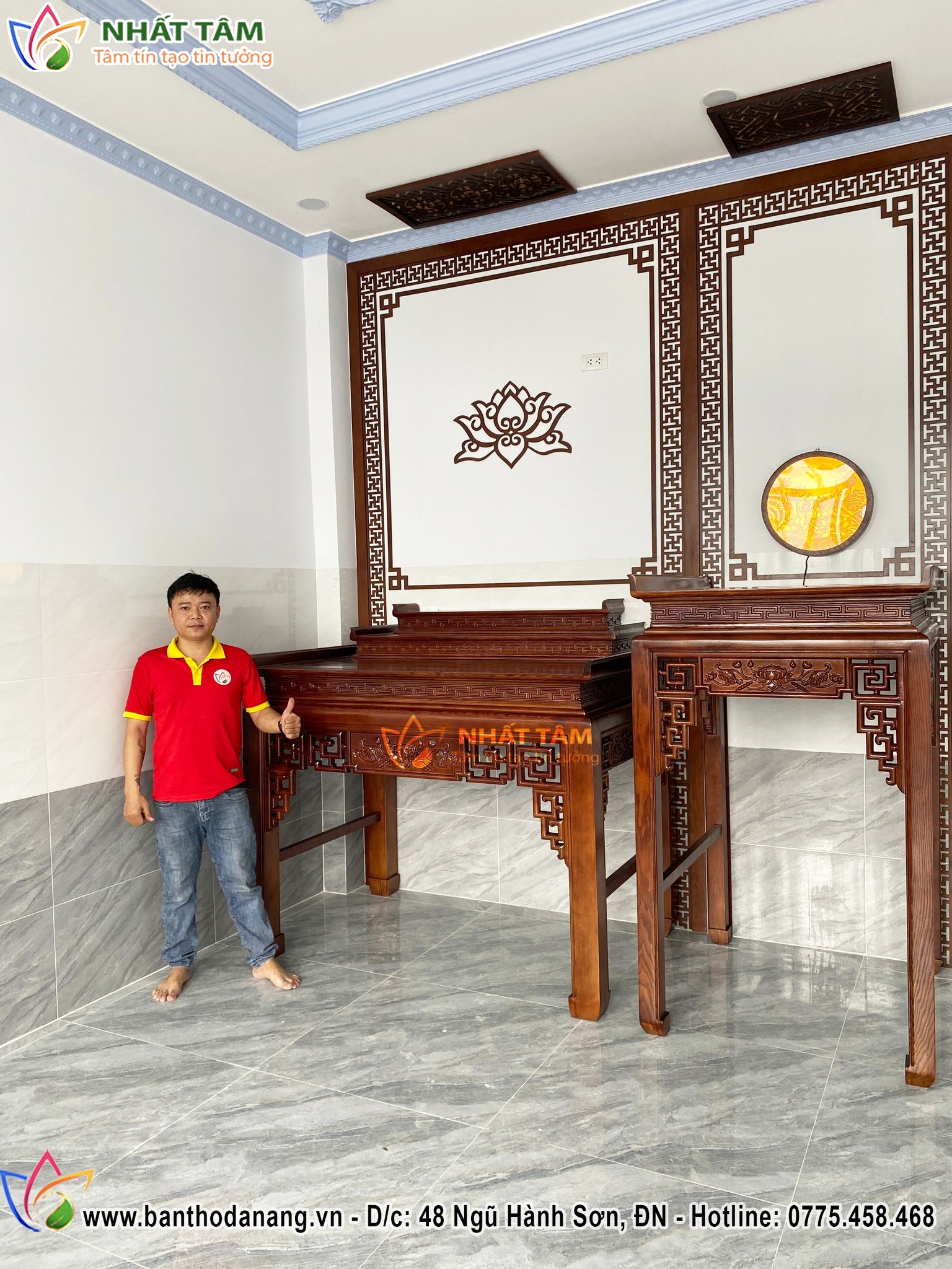Bàn giao phòng thờ Phật kết hợp gia tiên của gia đình khách hàng tại khu vực Hòa Khánh Bắc, DN