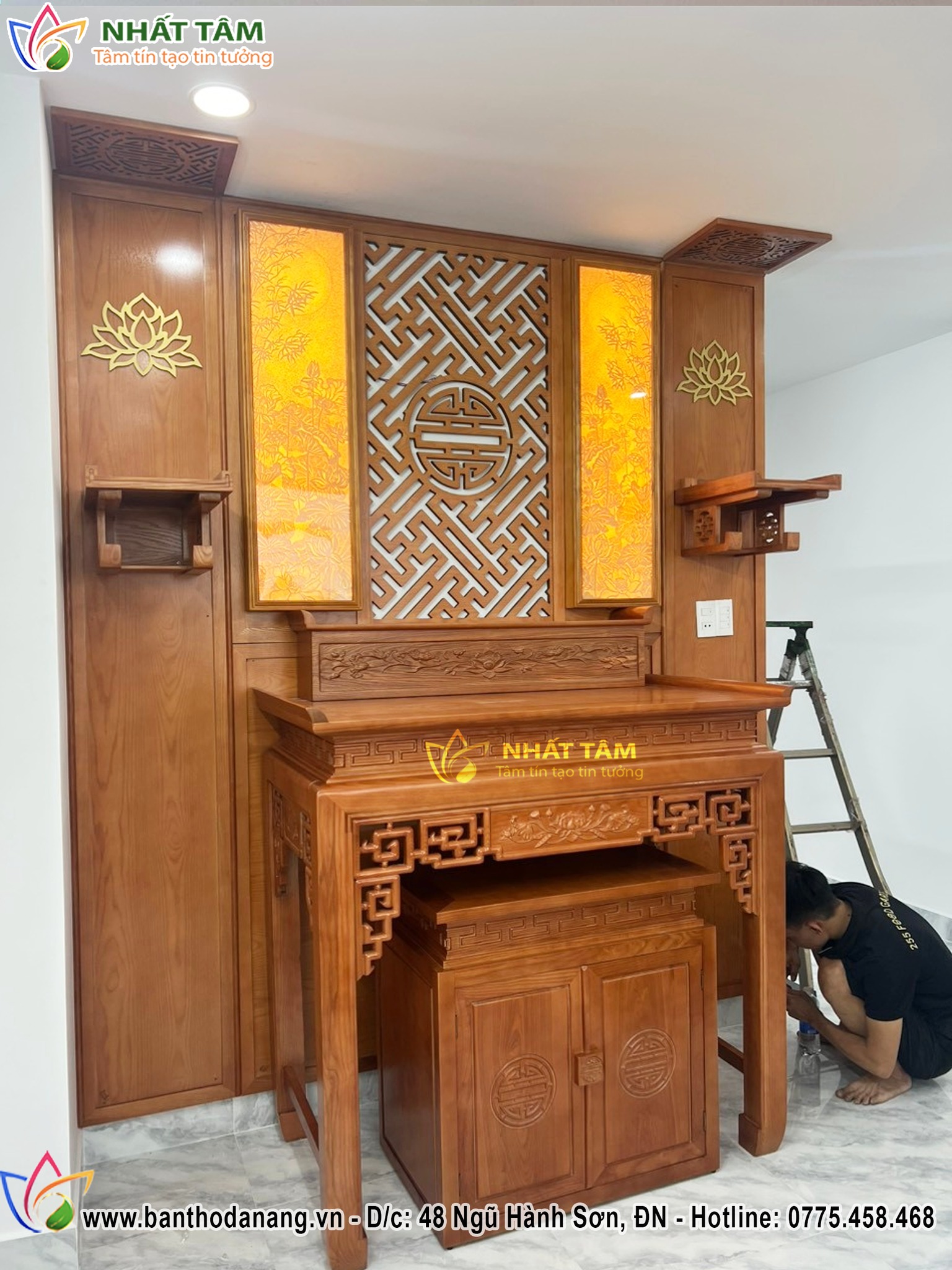 Hoàn thiện thi công mẫu bàn thờ đứng cho gia chủ tại Hội An - Quảng Nam