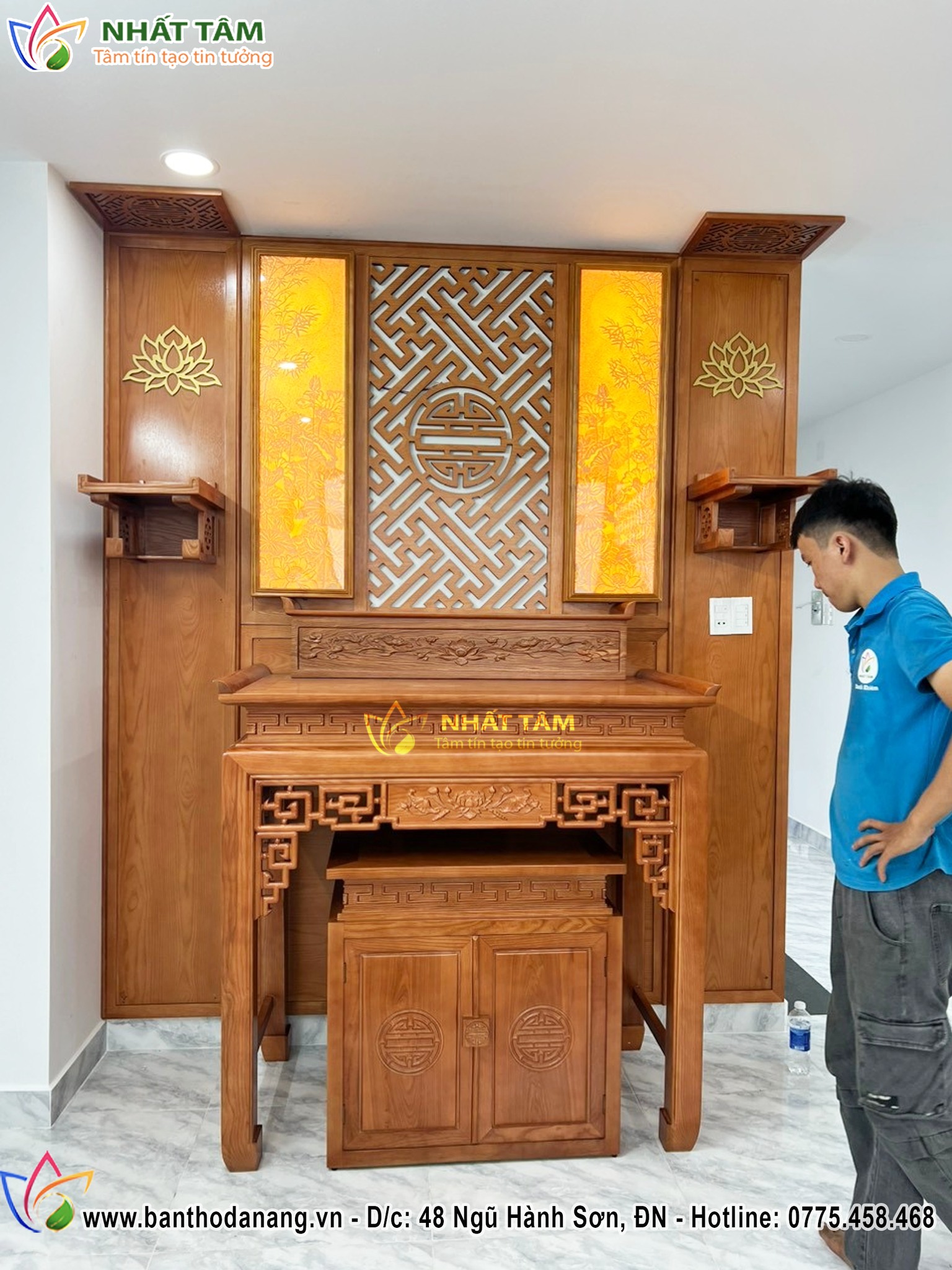Hoàn thiện thi công mẫu bàn thờ đứng cho gia chủ tại Hội An - Quảng Nam