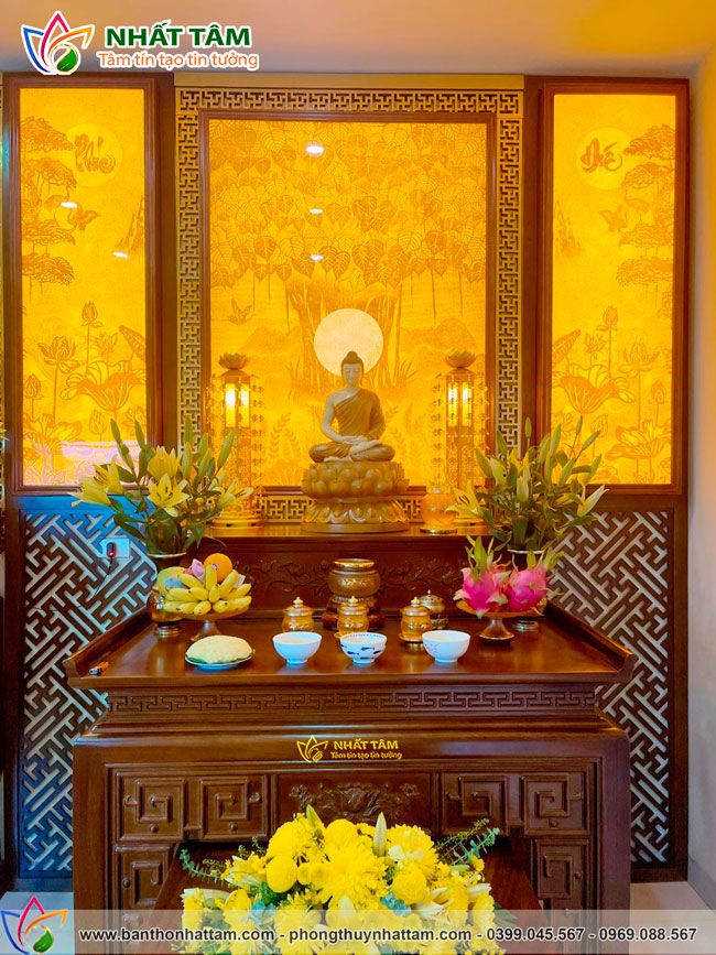 Lắp Đặt Bàn Thờ Phật Tôn Nghiêm Kết Hợp Tranh Trúc Chỉ Tại Khu Dân Cư Bàu Tràm - Đà Nẵng