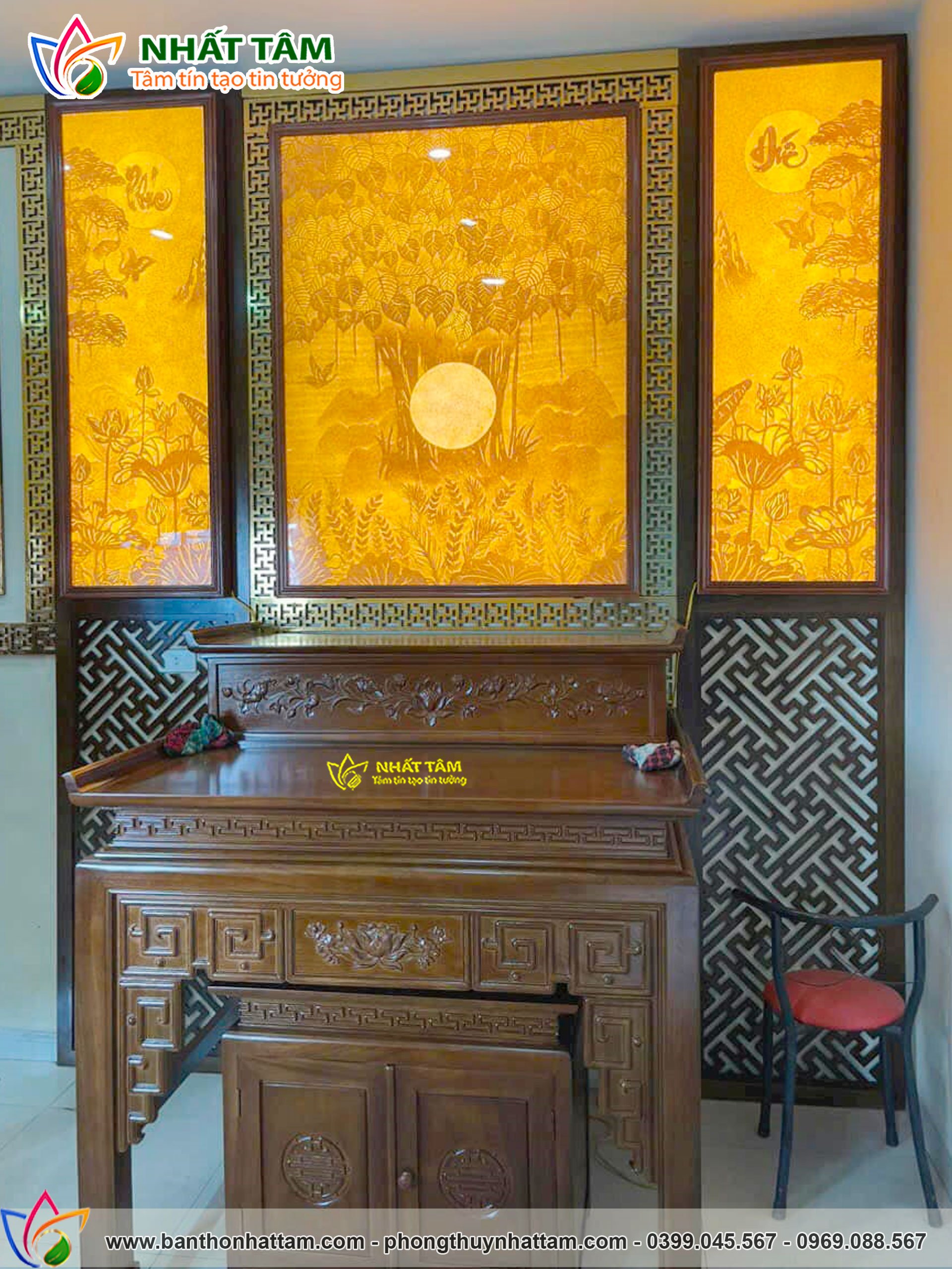 Lắp Đặt Bàn Thờ Phật Tôn Nghiêm Kết Hợp Tranh Trúc Chỉ Tại Khu Dân Cư Bàu Tràm - Đà Nẵng